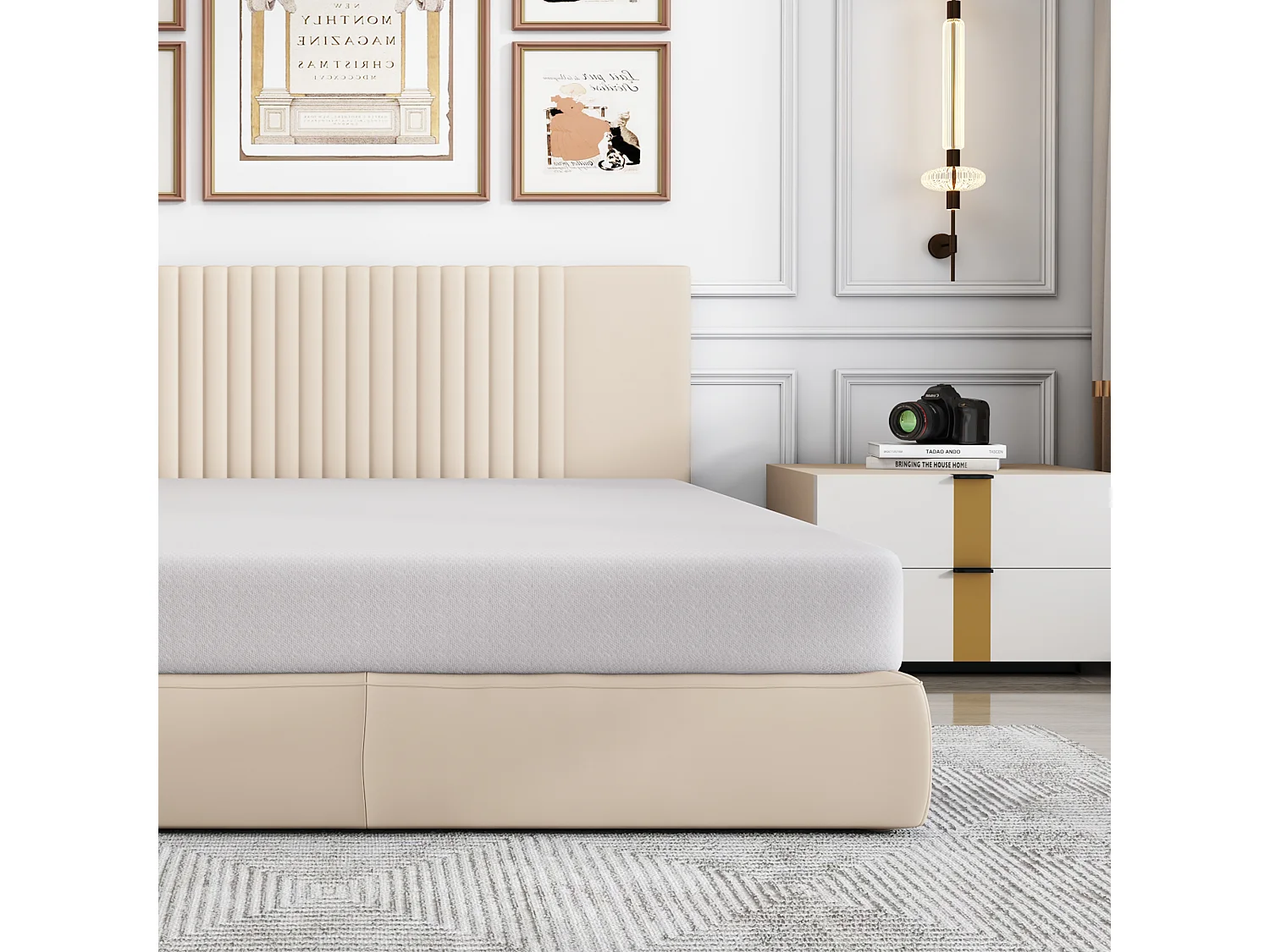 Matelas ergonomique avec housse antidérapante, certifié Öko-Tex, mousse, blanc (200x140x16 cm)