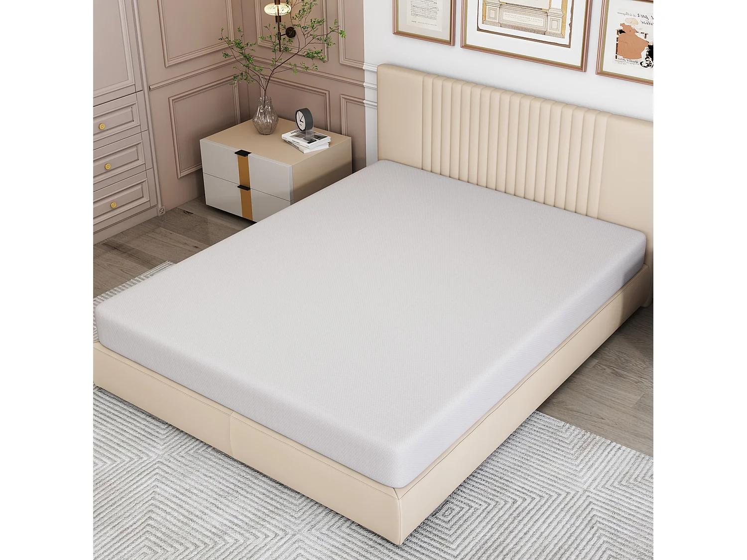 Matelas ergonomique avec housse antidérapante, certifié Öko-Tex, mousse, blanc (200x140x16 cm)