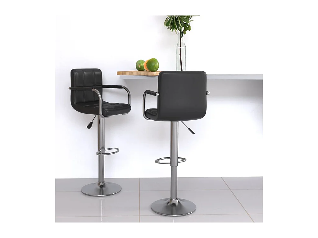 Set di 2 sgabelli da bar in similpelle nera