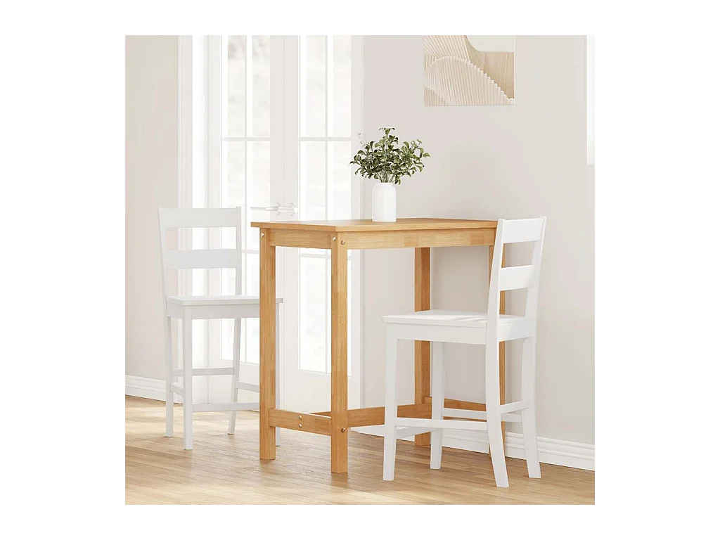 Sgabelli da bar 2 pezzi in legno massello di gomma bianco