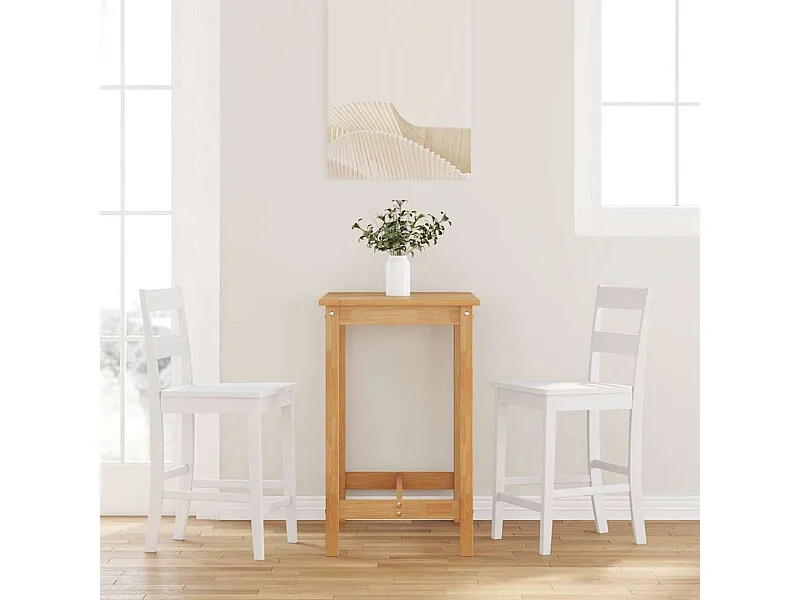 Barhocker 2 Stück weiß massives Gummibaumholz