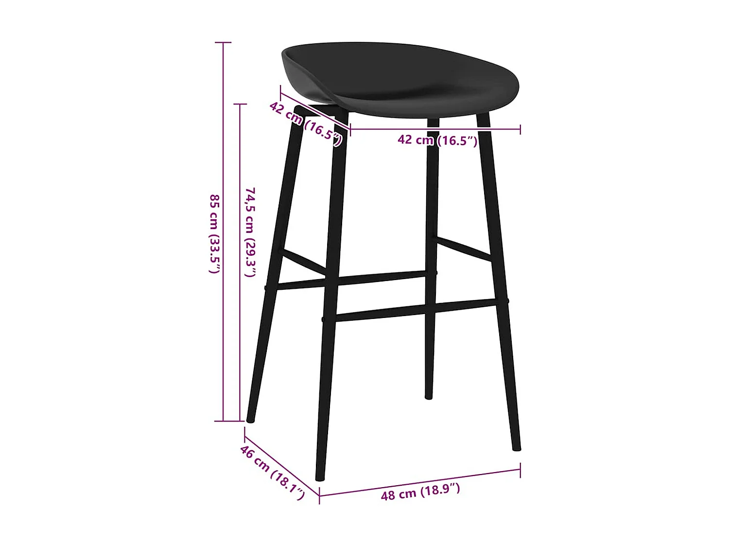 Chaises de bar lot de 4 noir