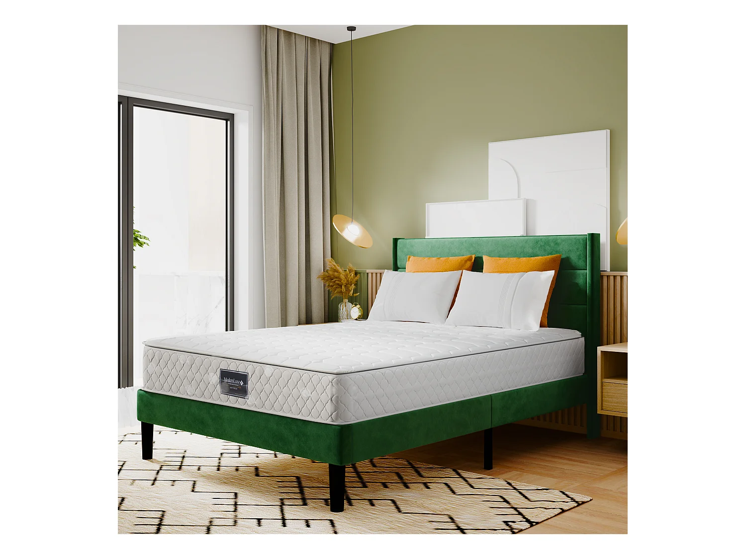 Matelas à ressorts ensachés, 7 zones en mousse froide, 140x200cm, certifié Oeko-Tex, housse en microfibre, 100 nuits d'essai, fermeté H3, 25cm