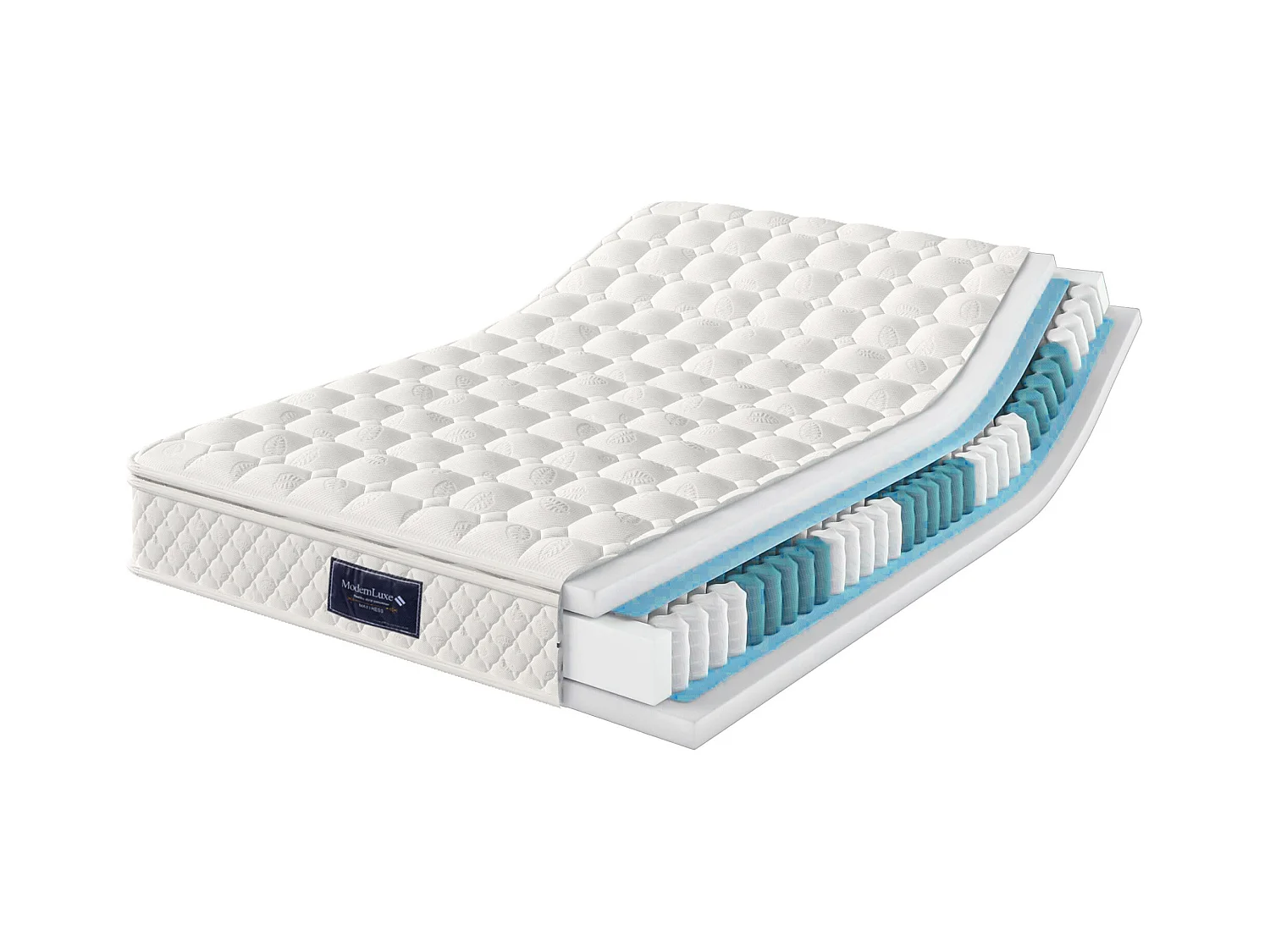 Pocketveringmatras, 7 zones, koudschuim, 160x200 cm, microvezelstof, stevigheid H3, 25 cm dik