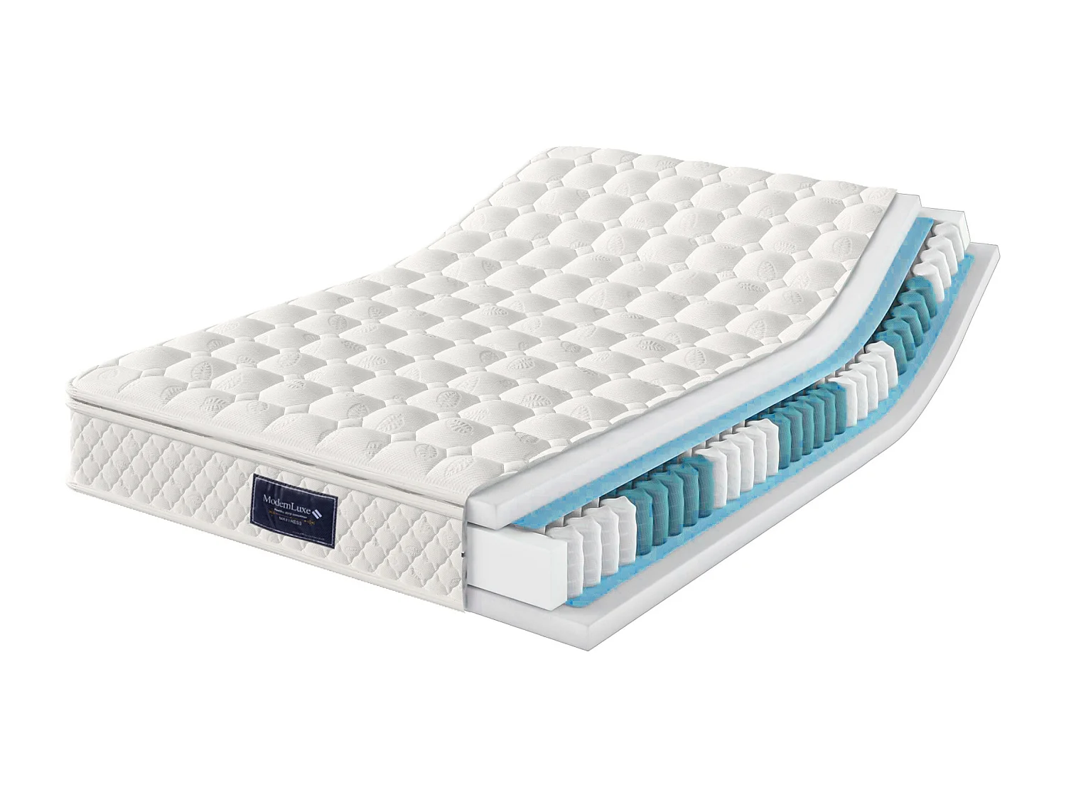 Matelas à ressorts ensachés, 7 zones, mousse froide, 160x200 cm, tissu microfibre, fermeté H3, 25 cm d’épaisseur
