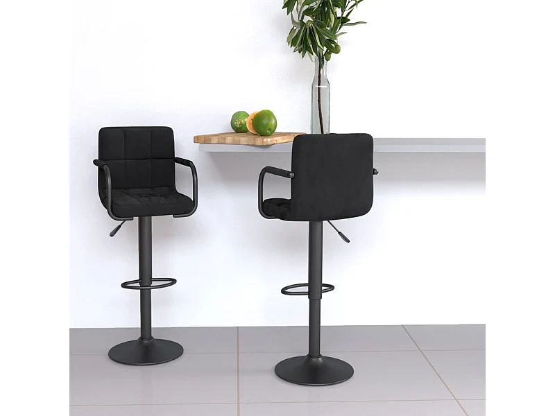 Tabourets de bar lot de 2 noir velours