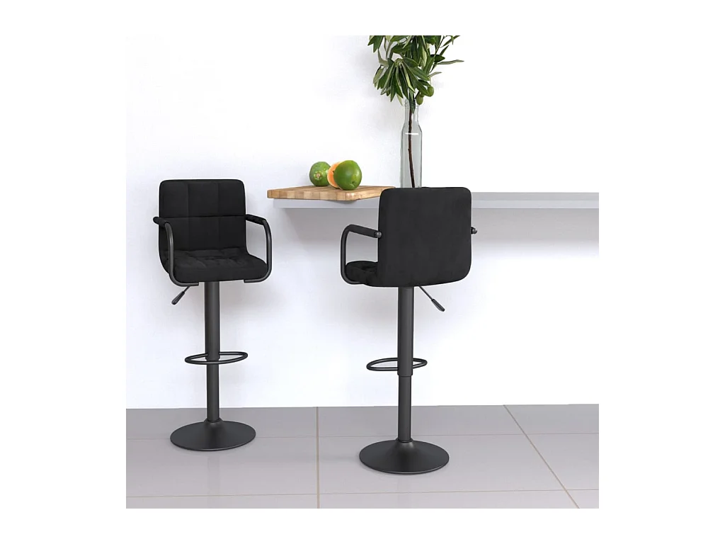 Set di 2 sgabelli da bar in velluto nero