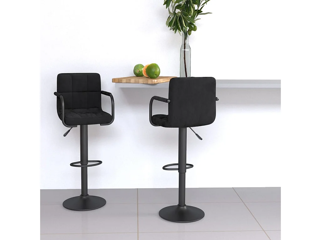 Tabourets de bar lot de 2 noir velours