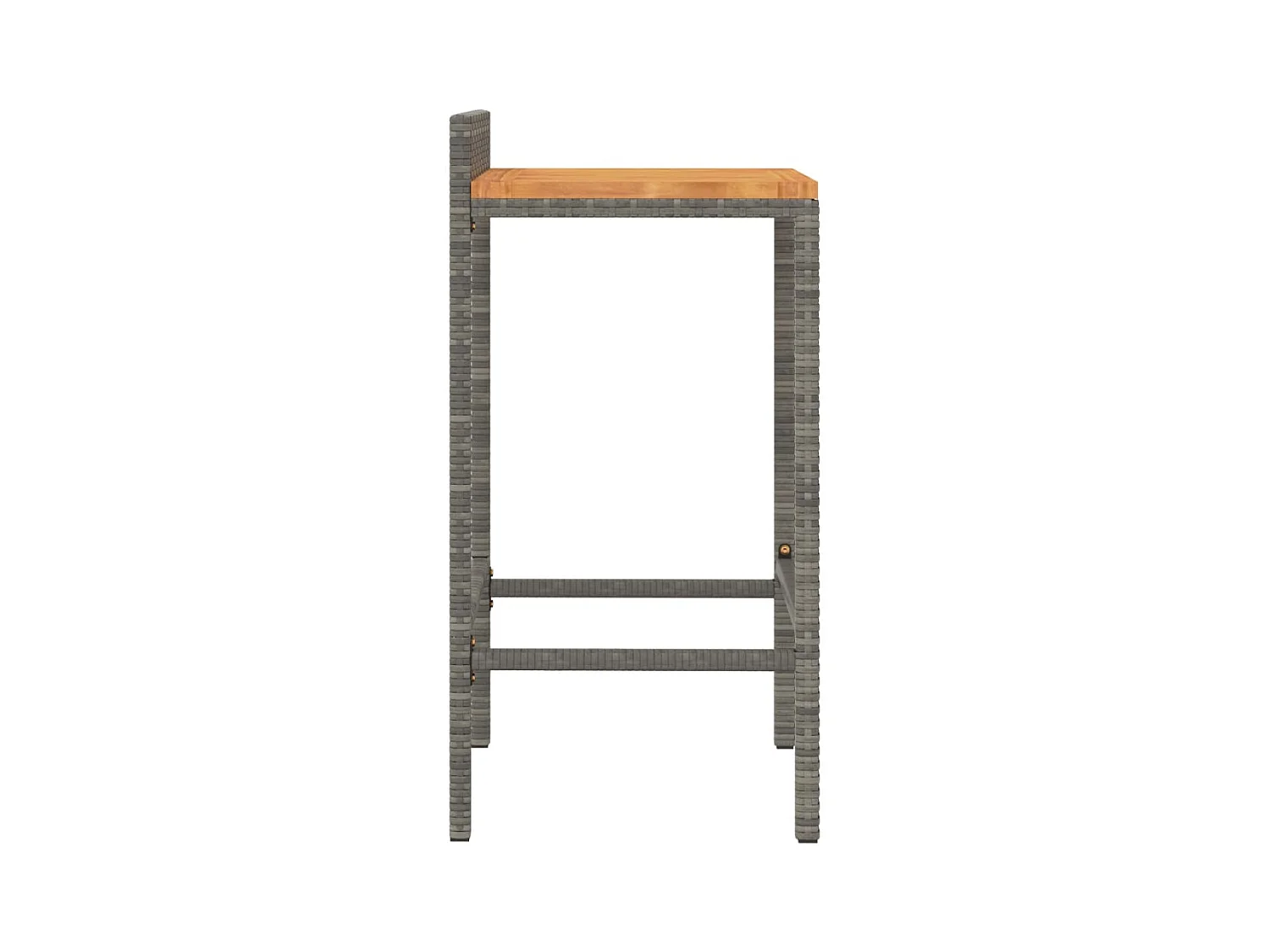 Tabourets de bar lot de 2 gris résine tressée et bois d'acacia