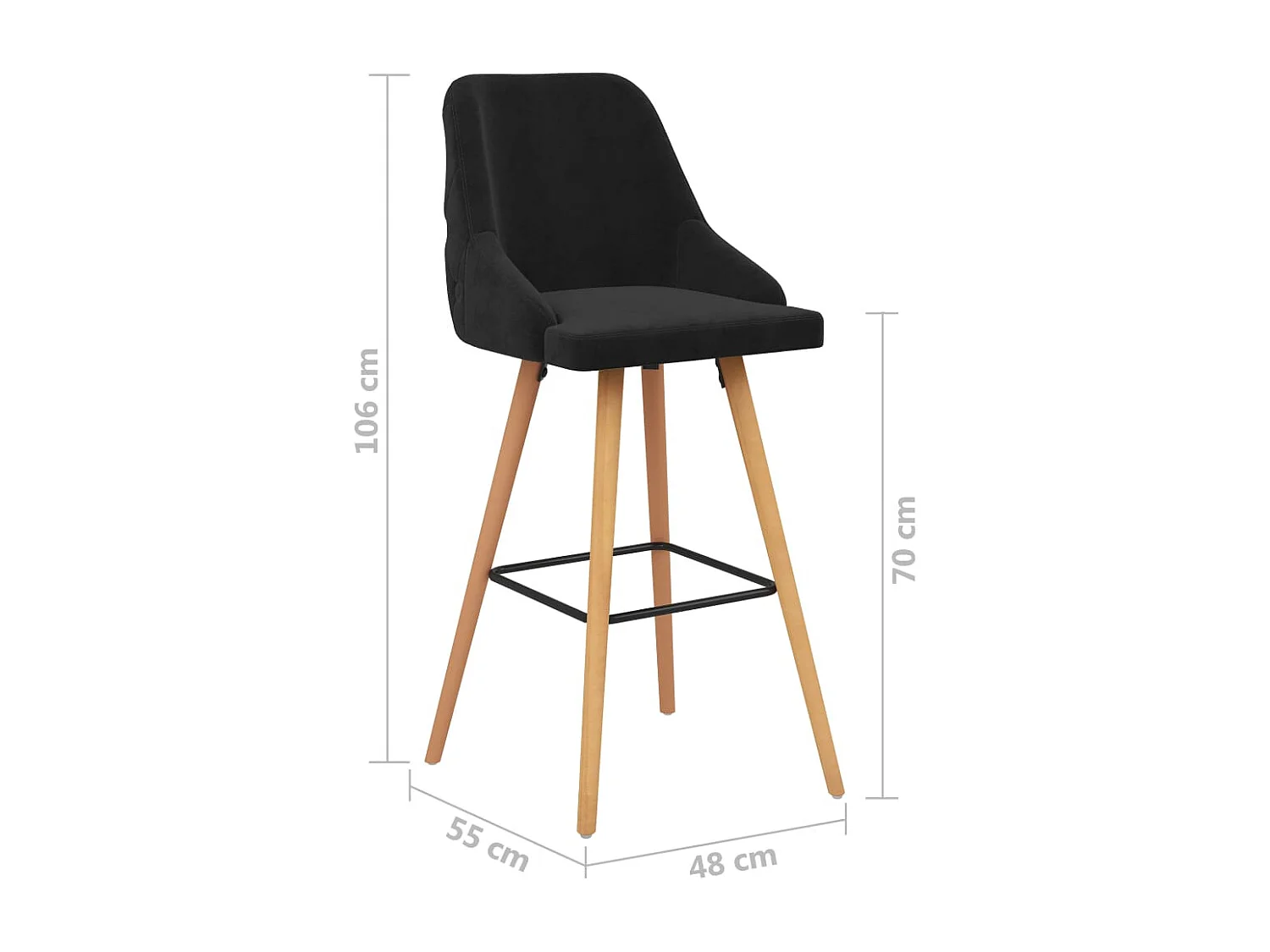 Tabourets de bar lot de 2 noir velours