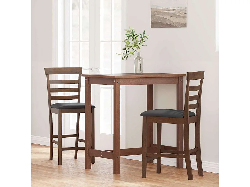 Tabourets de bar avec coussins 2 pcs marron bois massif d'hévéa