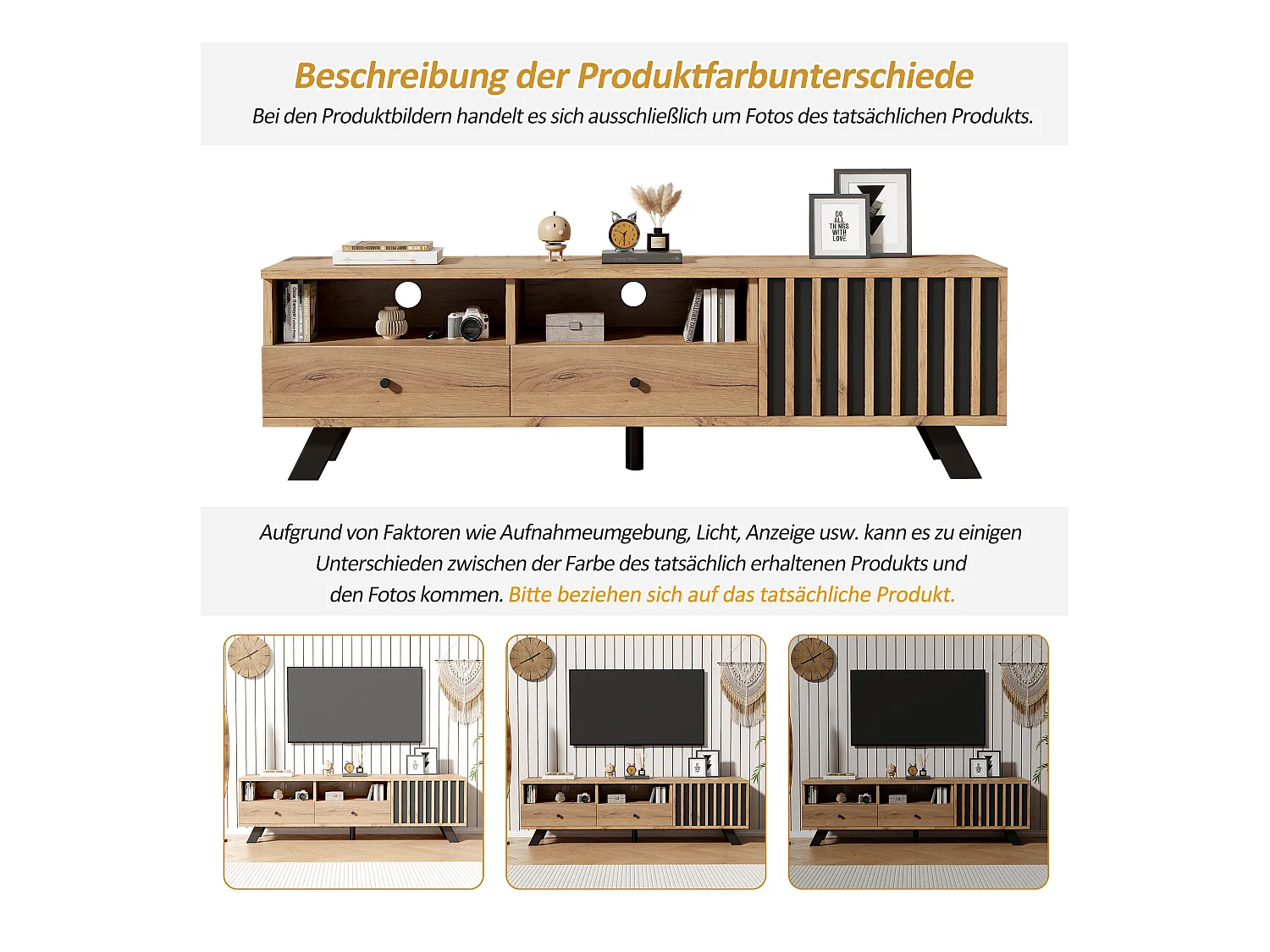 Woonkamermeubelset - dressoir met 4 lades + tv-meubel met 2 lades - spaanplaat - naturel