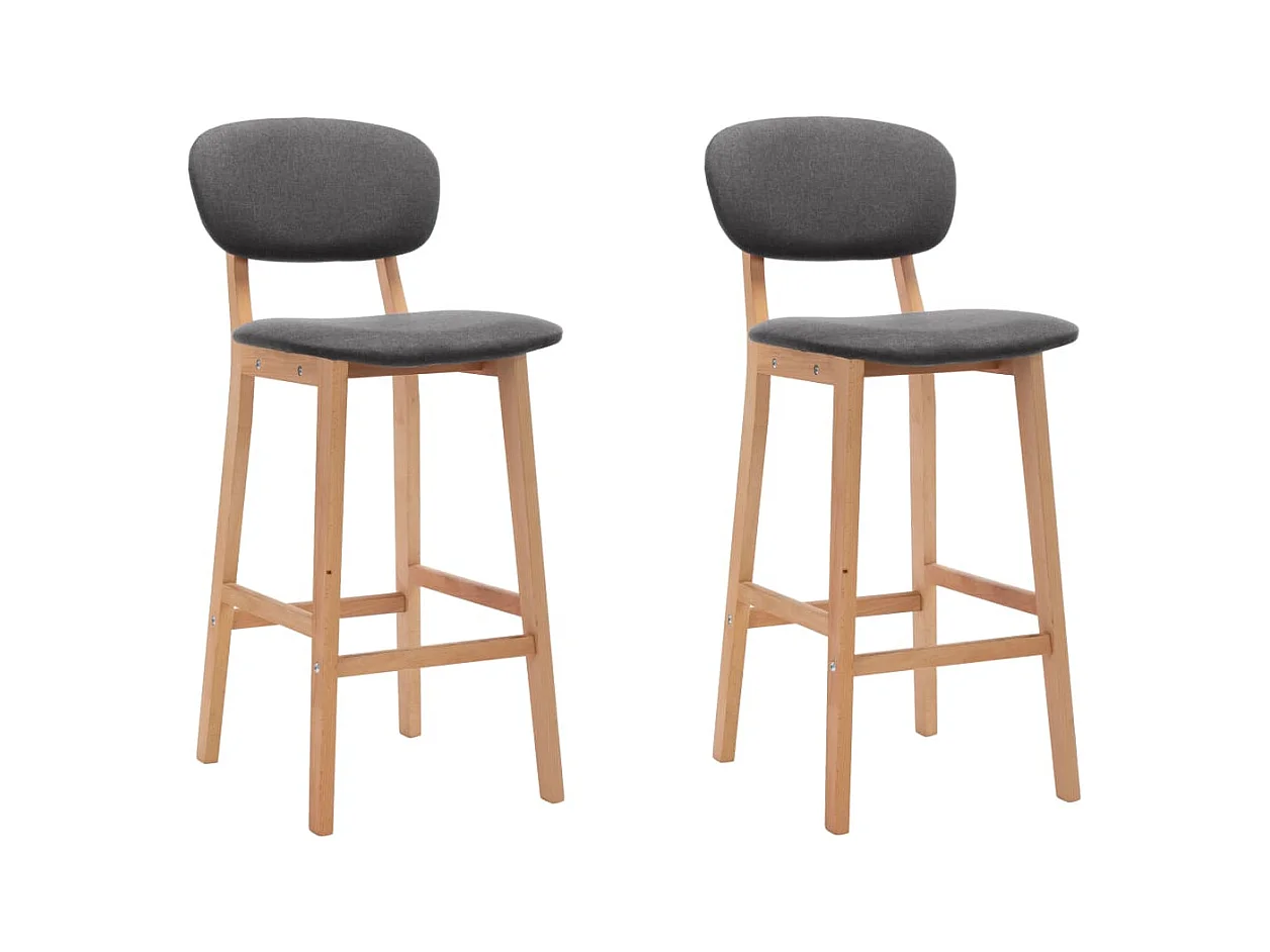 Tabourets de bar lot de 2 gris foncé tissu