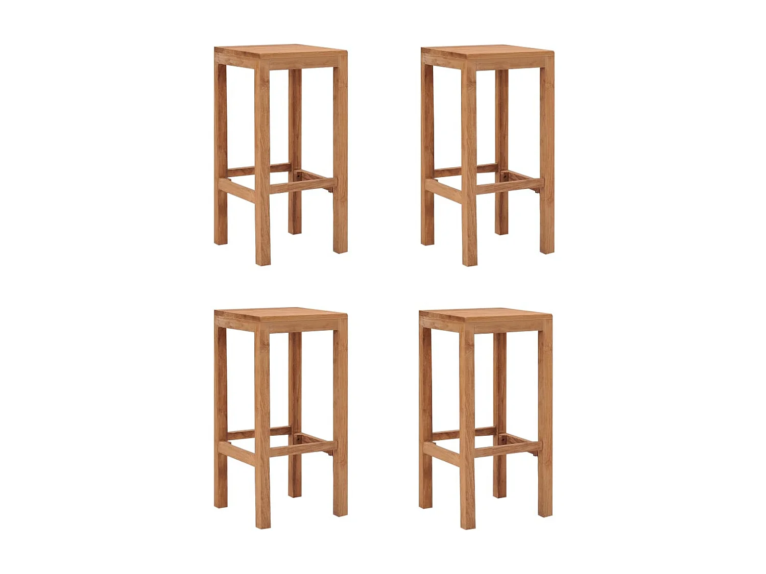 Tabourets de bar lot de 4 bois de teck massif