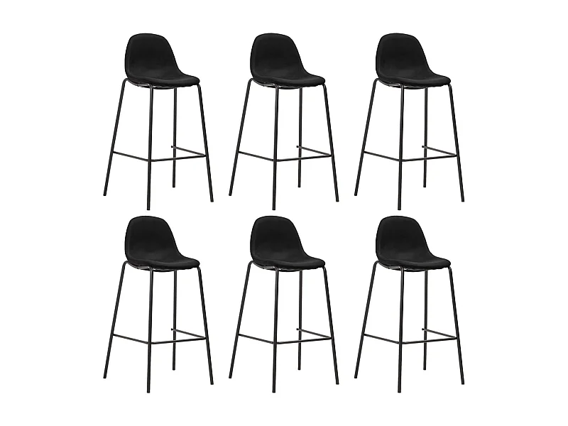 Barstoelen set van 6 zwarte stof