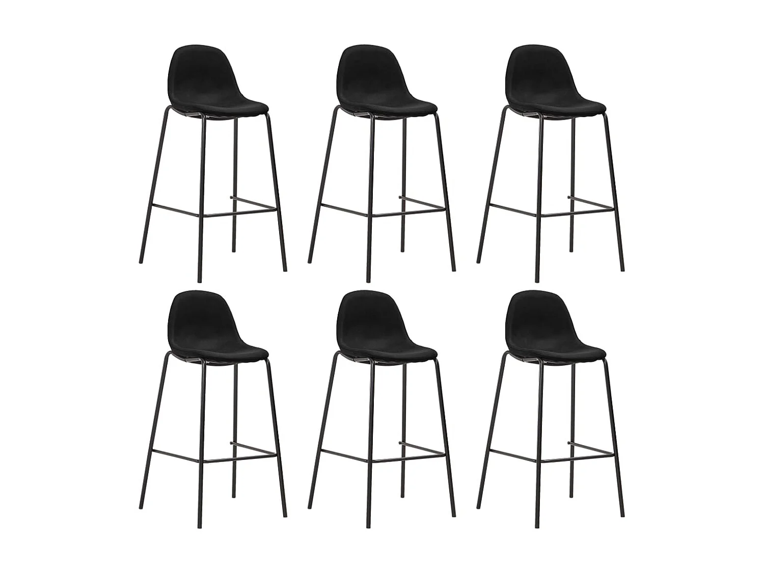 Chaises de bar lot de 6 noir tissu