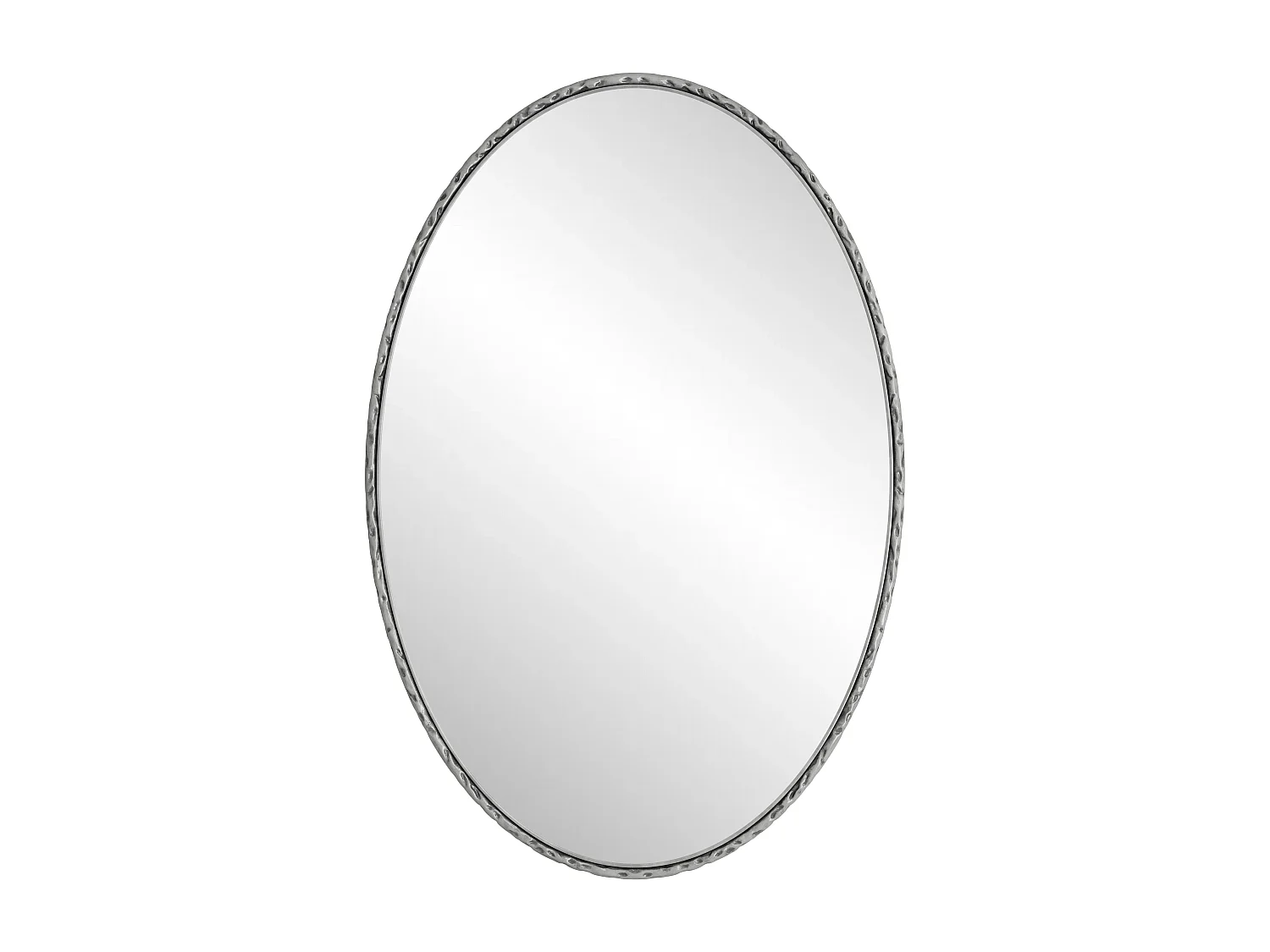 Miroir Ovale avec Cadre en Fer, Style Rétro Antique, Accroche Murale, Verre et MDF, Argenté (65x3x100 cm)