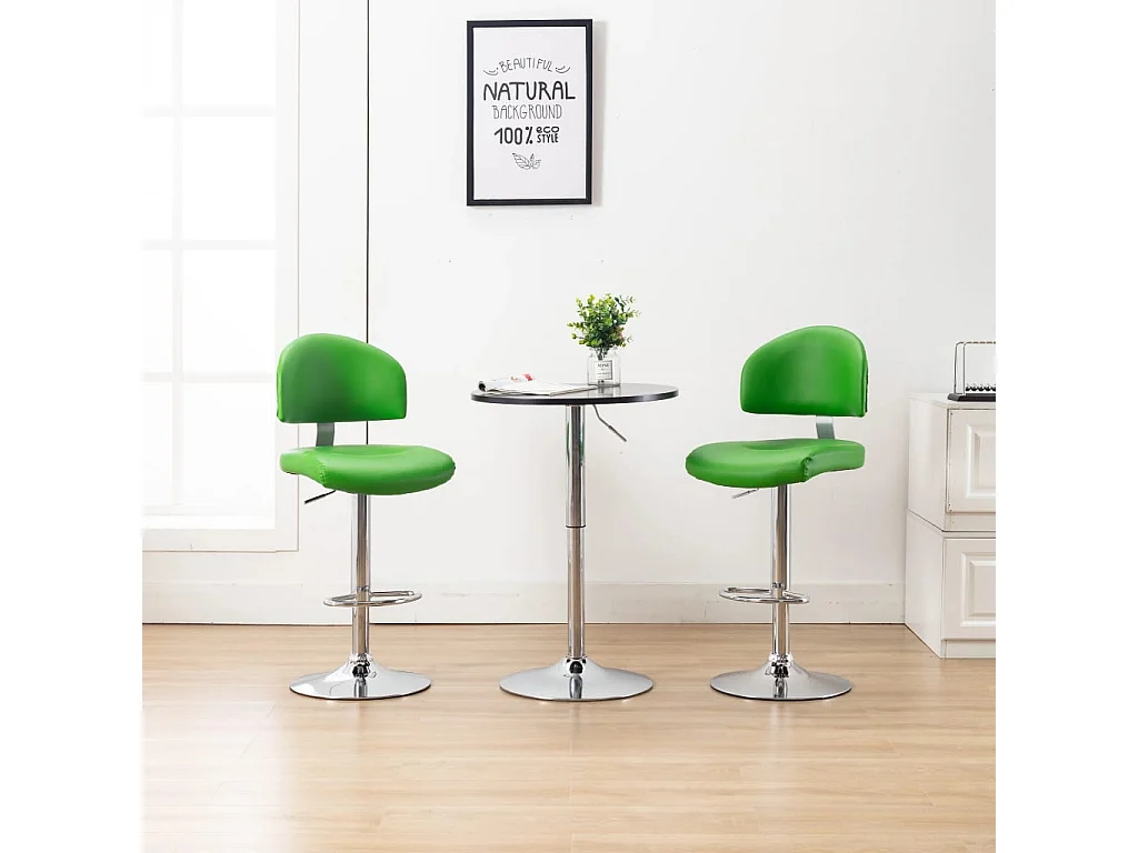 Tabourets de bar lot de 2 vert similicuir