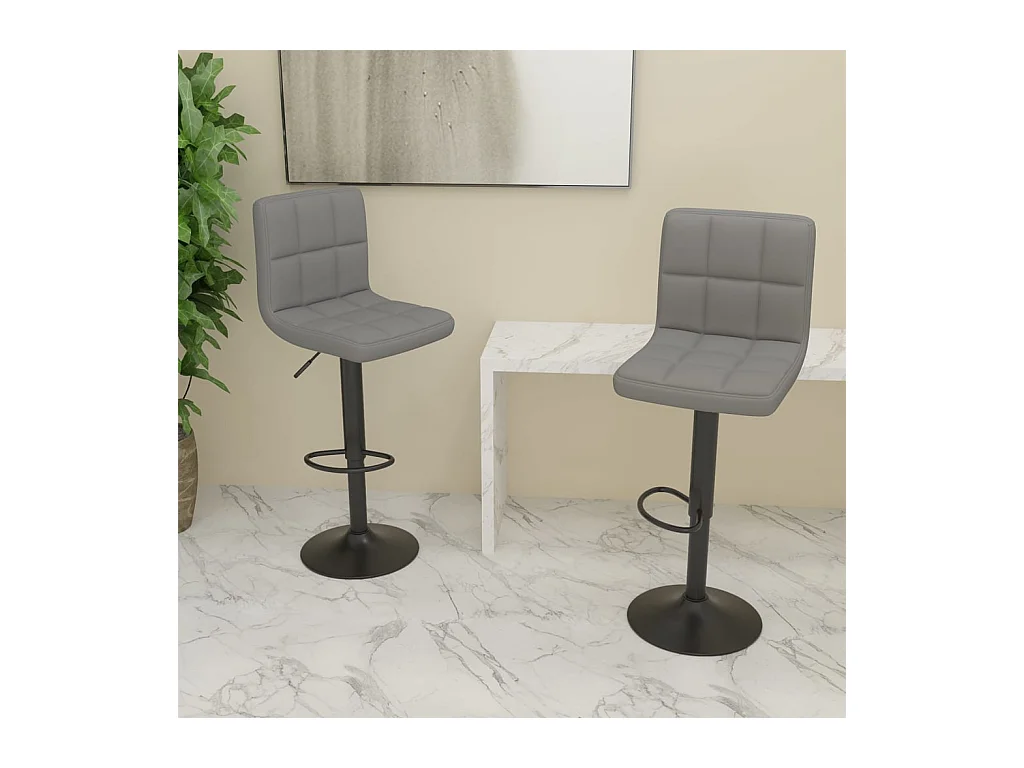 Tabourets de bar lot de 2 gris clair tissu