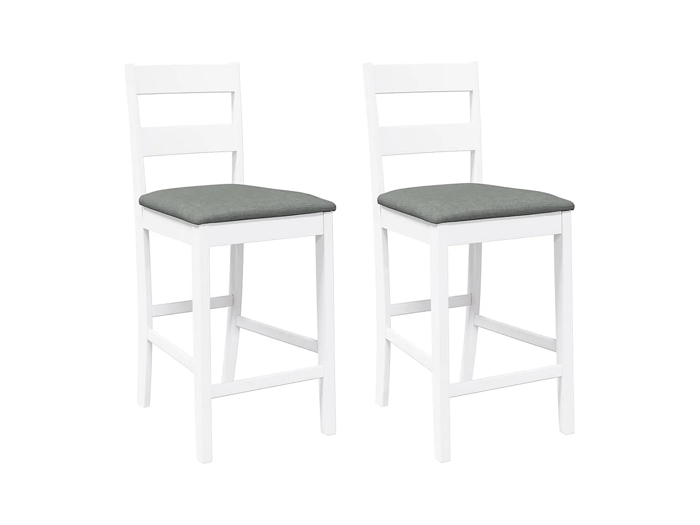 Sgabelli da bar con cuscini 2 pezzi in legno massello di gomma bianco