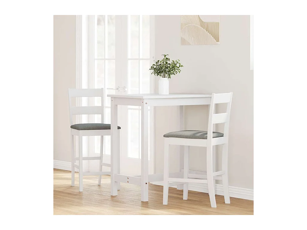 Sgabelli da bar con cuscini 2 pezzi in legno massello di gomma bianco