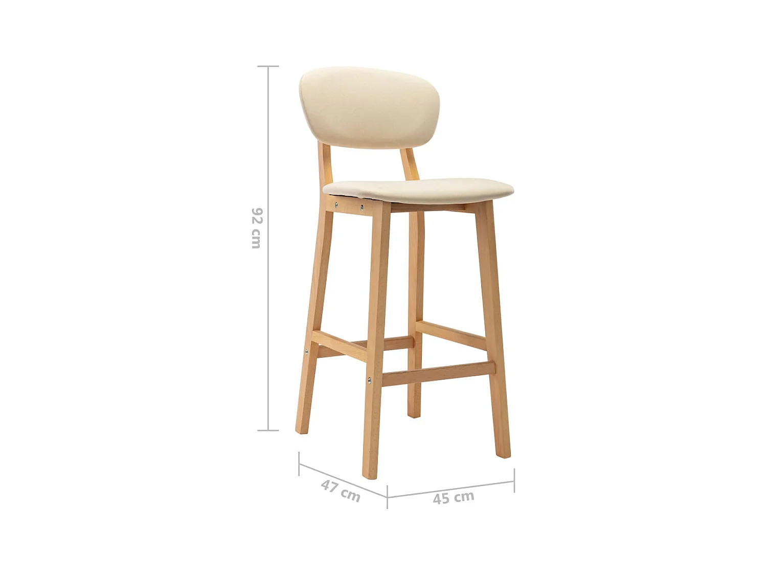 Set di 2 sgabelli da bar in tessuto crema