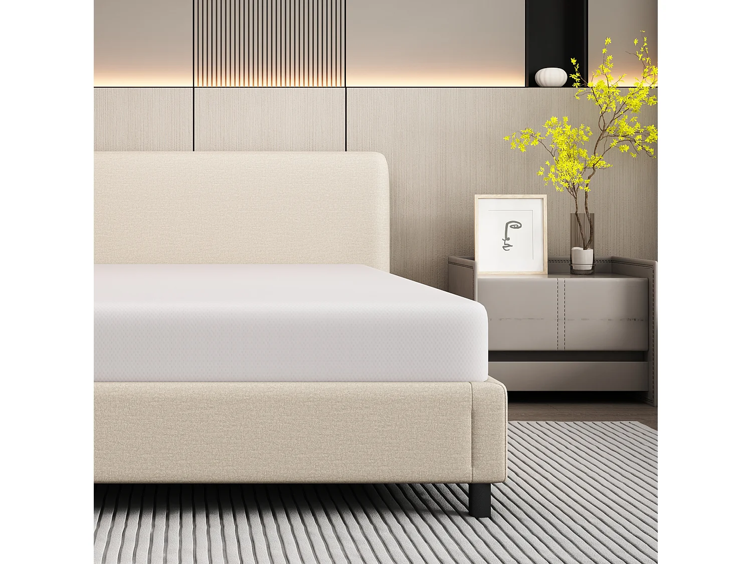 Ergonomisch matras met antislip hoes, Oeko-Tex gecertificeerd, schuim, wit (200x90x16 cm)