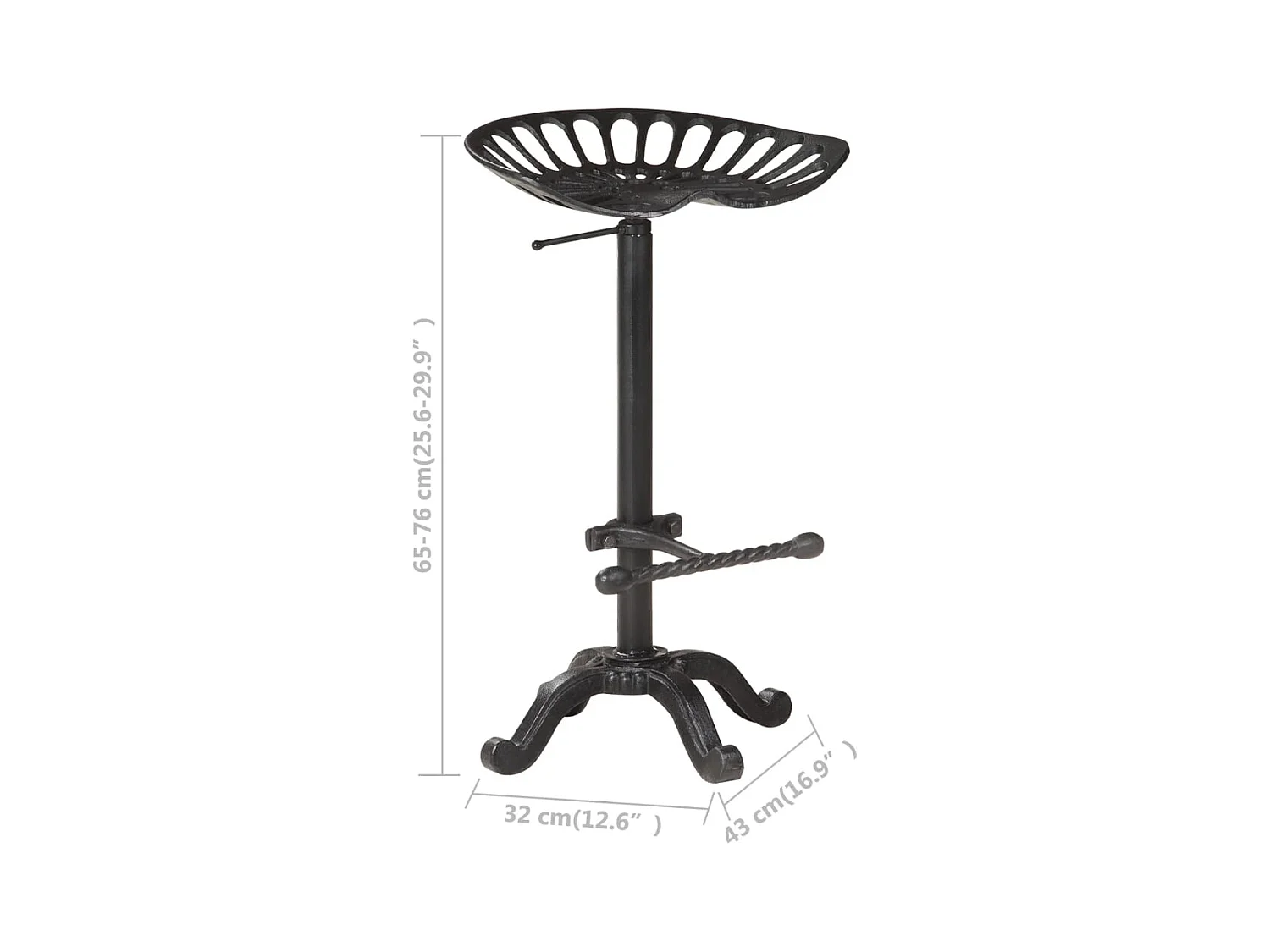 Sgabello da bar in ghisa nera