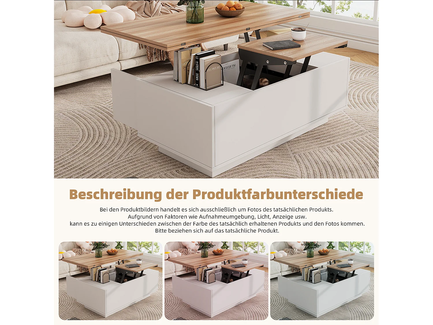 Moderne opklapbare salontafel - 100 x 50 x 40 cm - met 2 deuren + verborgen opbergruimte - spaanplaat - wit