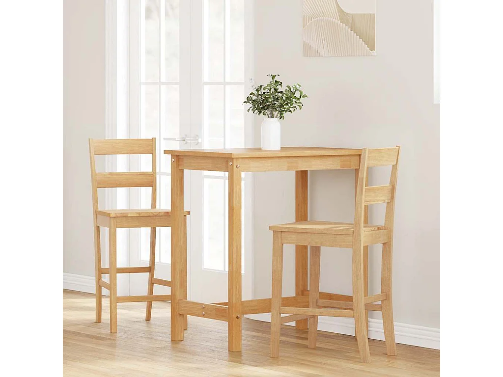 Tabourets de bar 2 pcs naturel bois massif d'hévéa