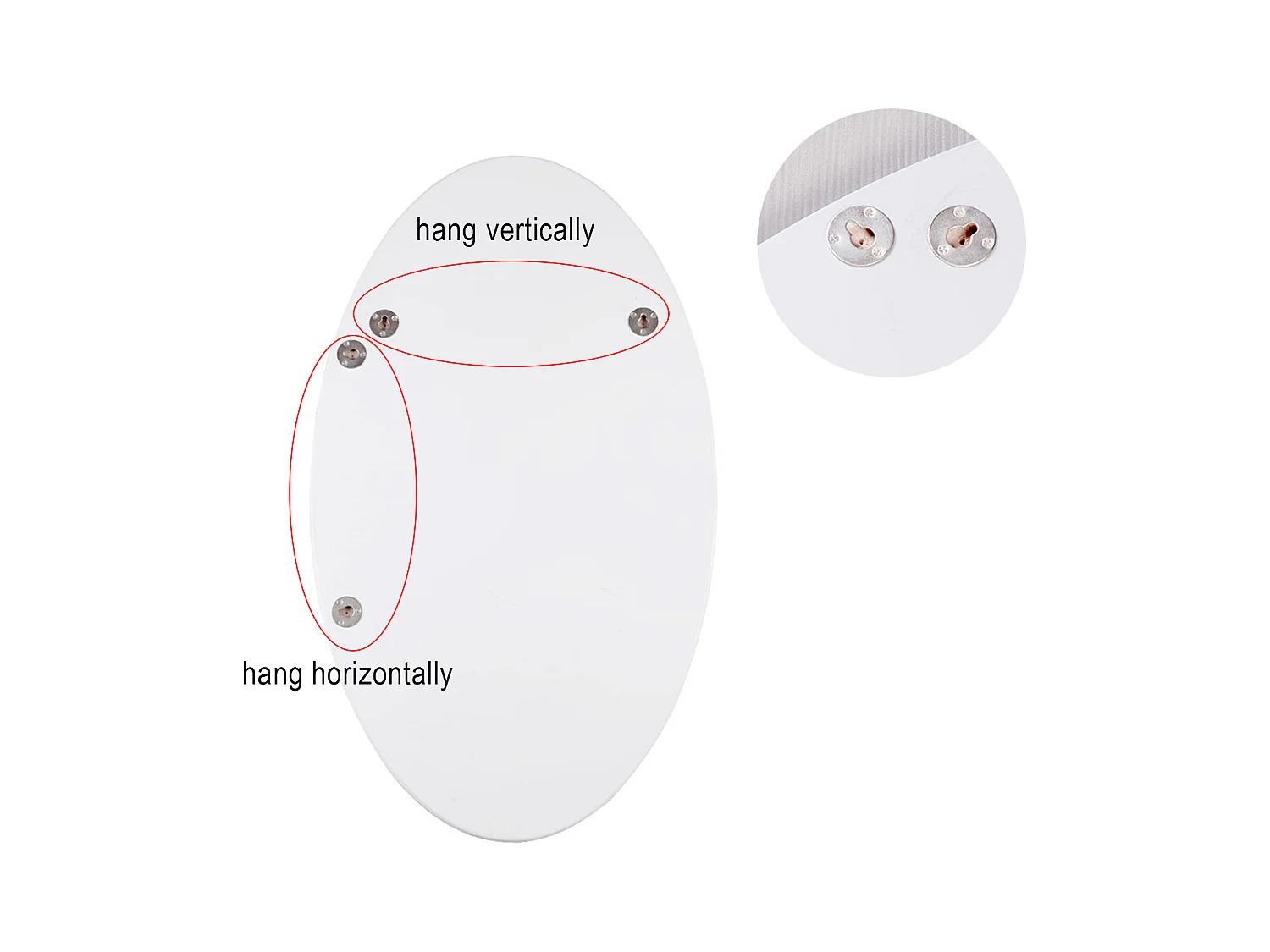 Espejo de pared ovalado sin marco, diseño moderno, para baño o dormitorio, 64 x 37 cm