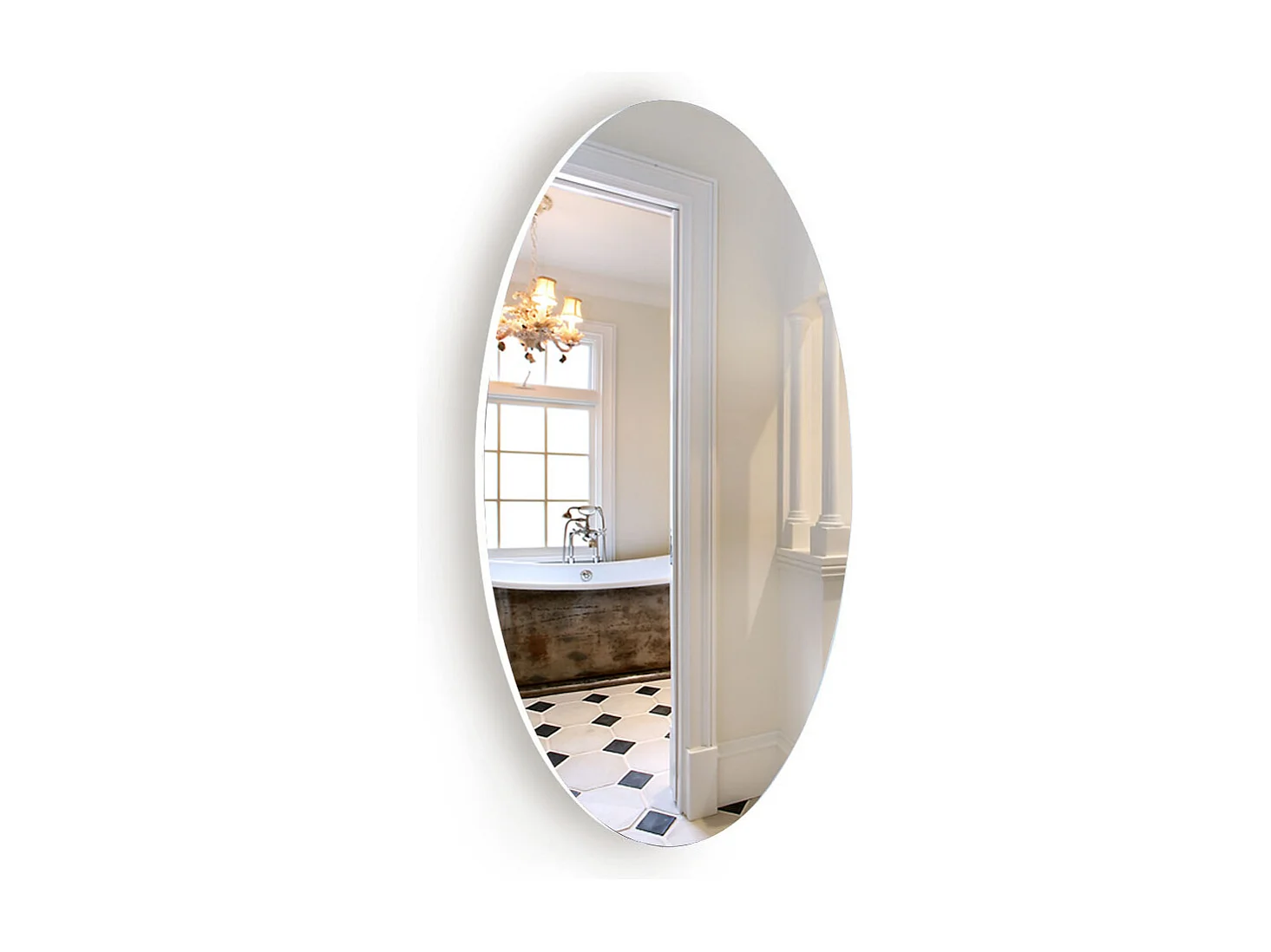 Miroir mural ovale sans cadre, design moderne, pour salle de bain ou chambre, 64x37 cm