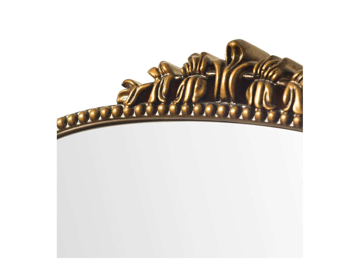 Specchio da parete ad arco vintage, cornice barocca decorata, specchio e resina, oro antico (80x4,5x59 cm)