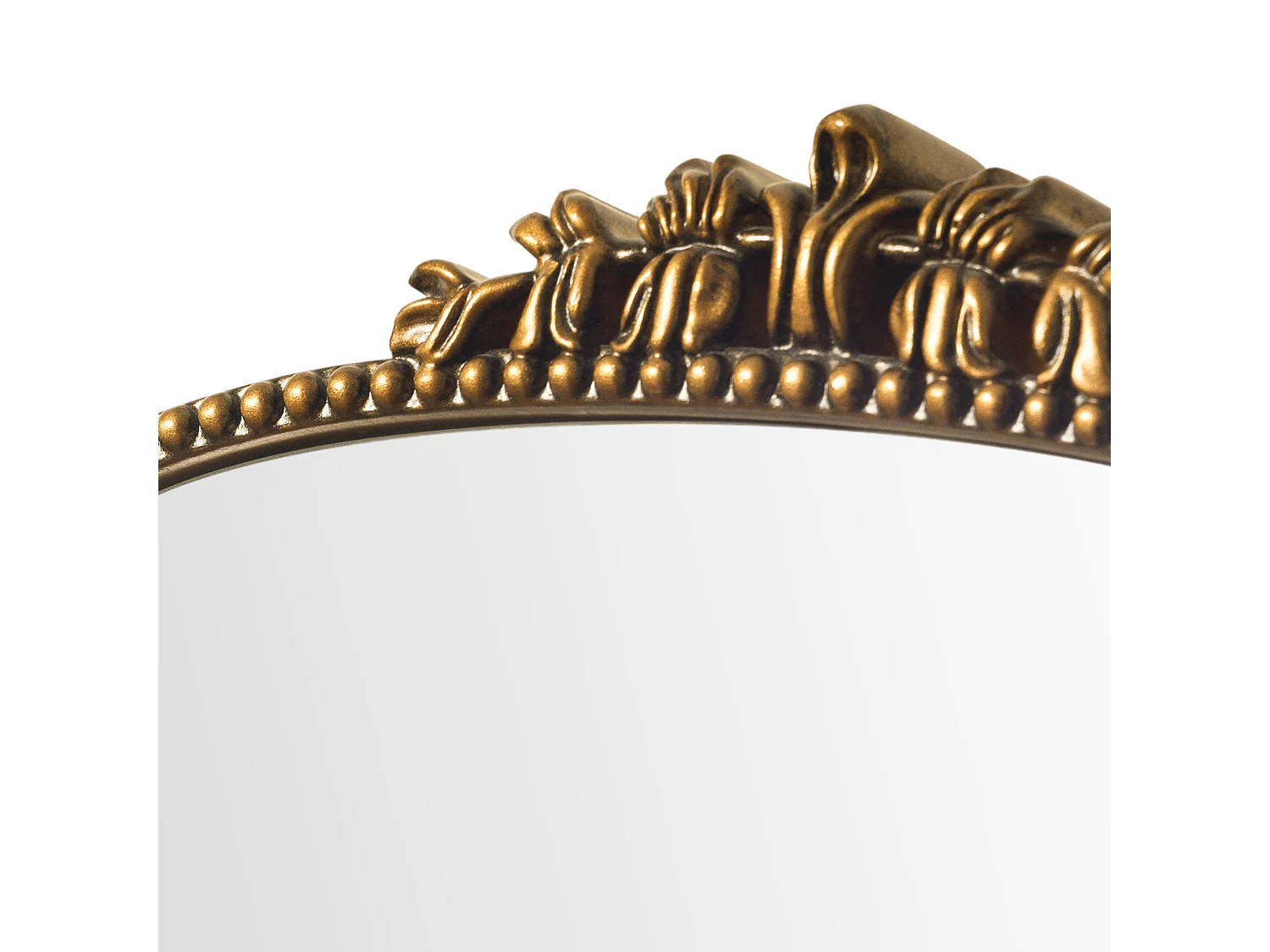 Miroir mural arqué vintage, cadre baroque orné, miroir et résine, or antique (80x4.5x59 cm)