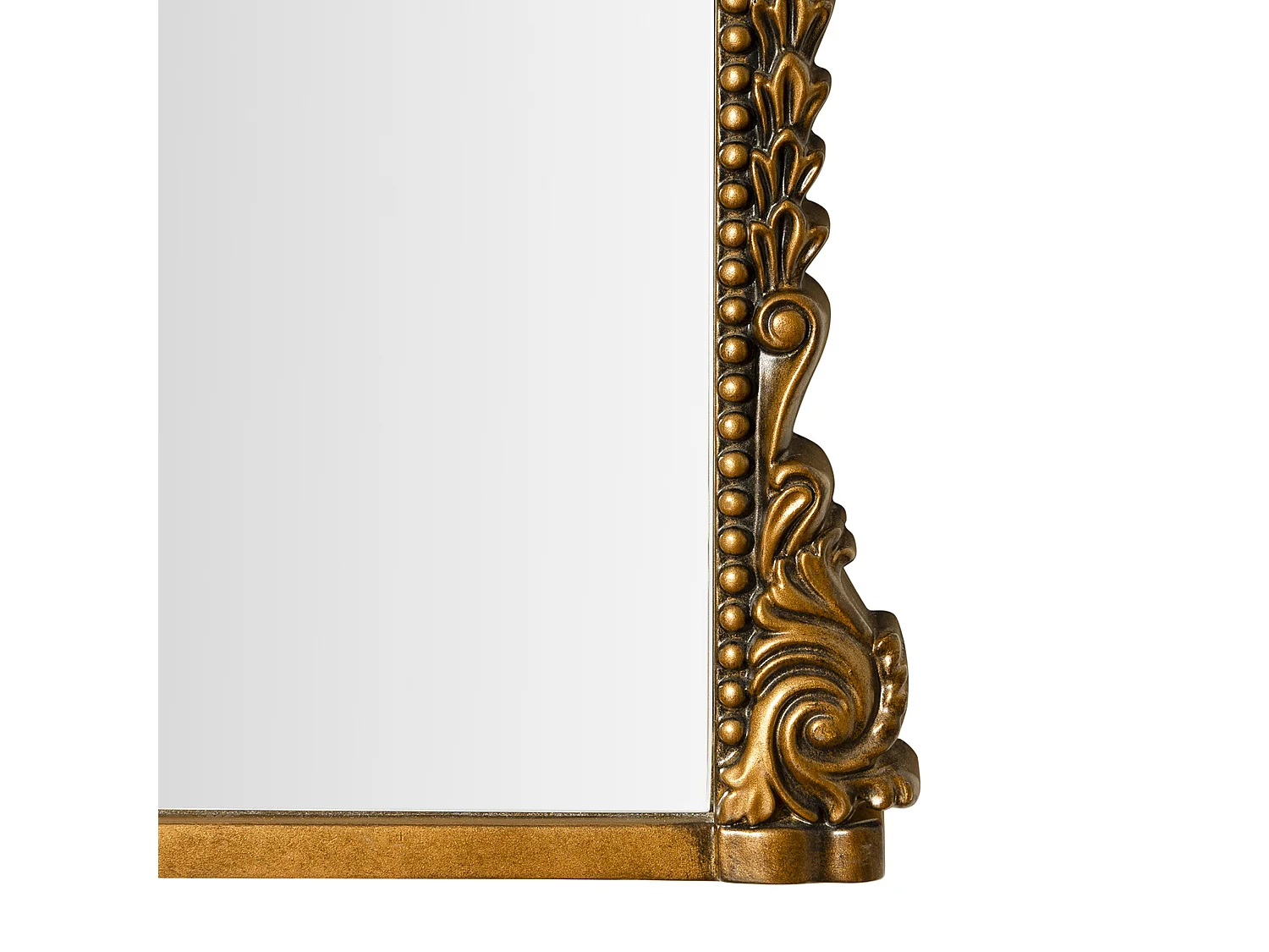 Miroir mural arqué vintage, cadre baroque orné, miroir et résine, or antique (80x4.5x59 cm)