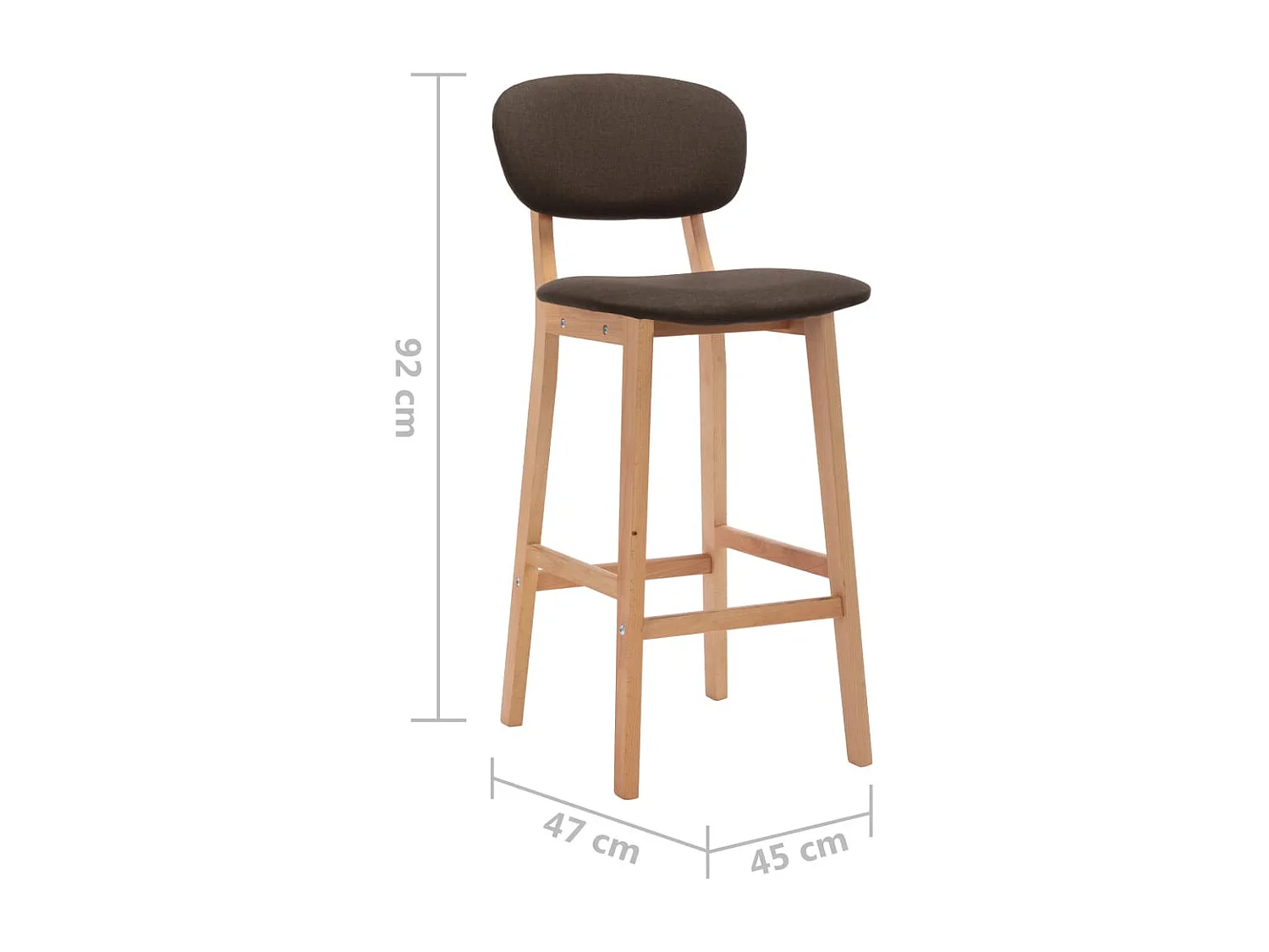 Tabourets de bar lot de 2 marron tissu