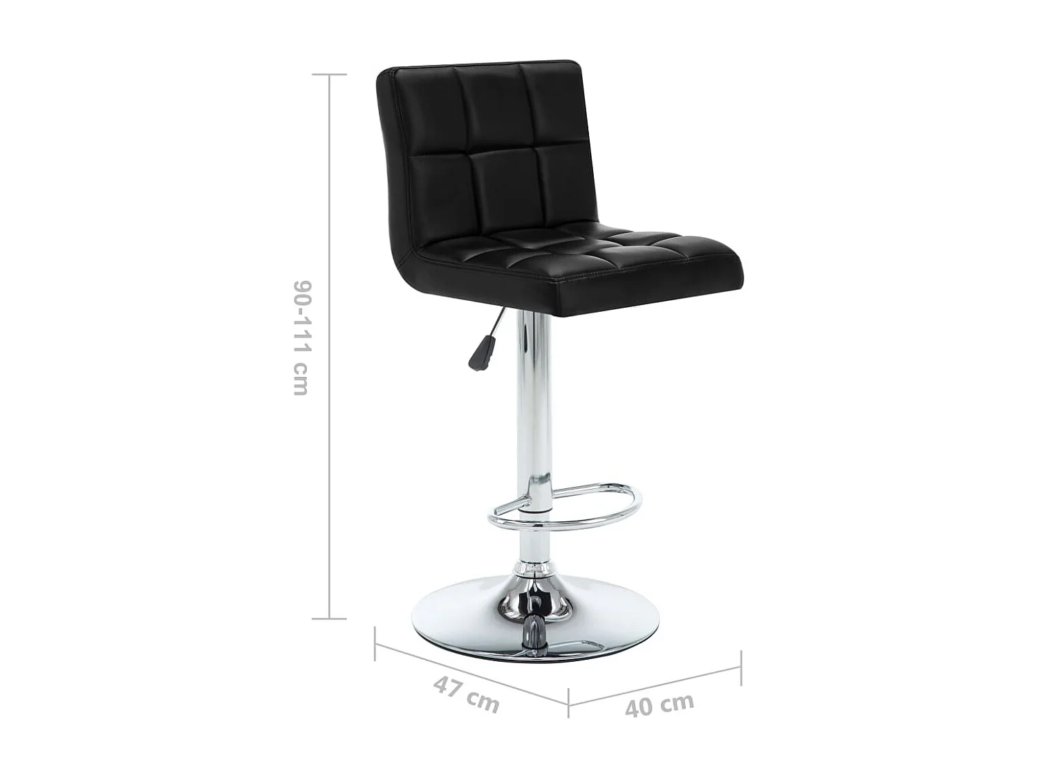 Tabourets de bar lot de 2 noir similicuir