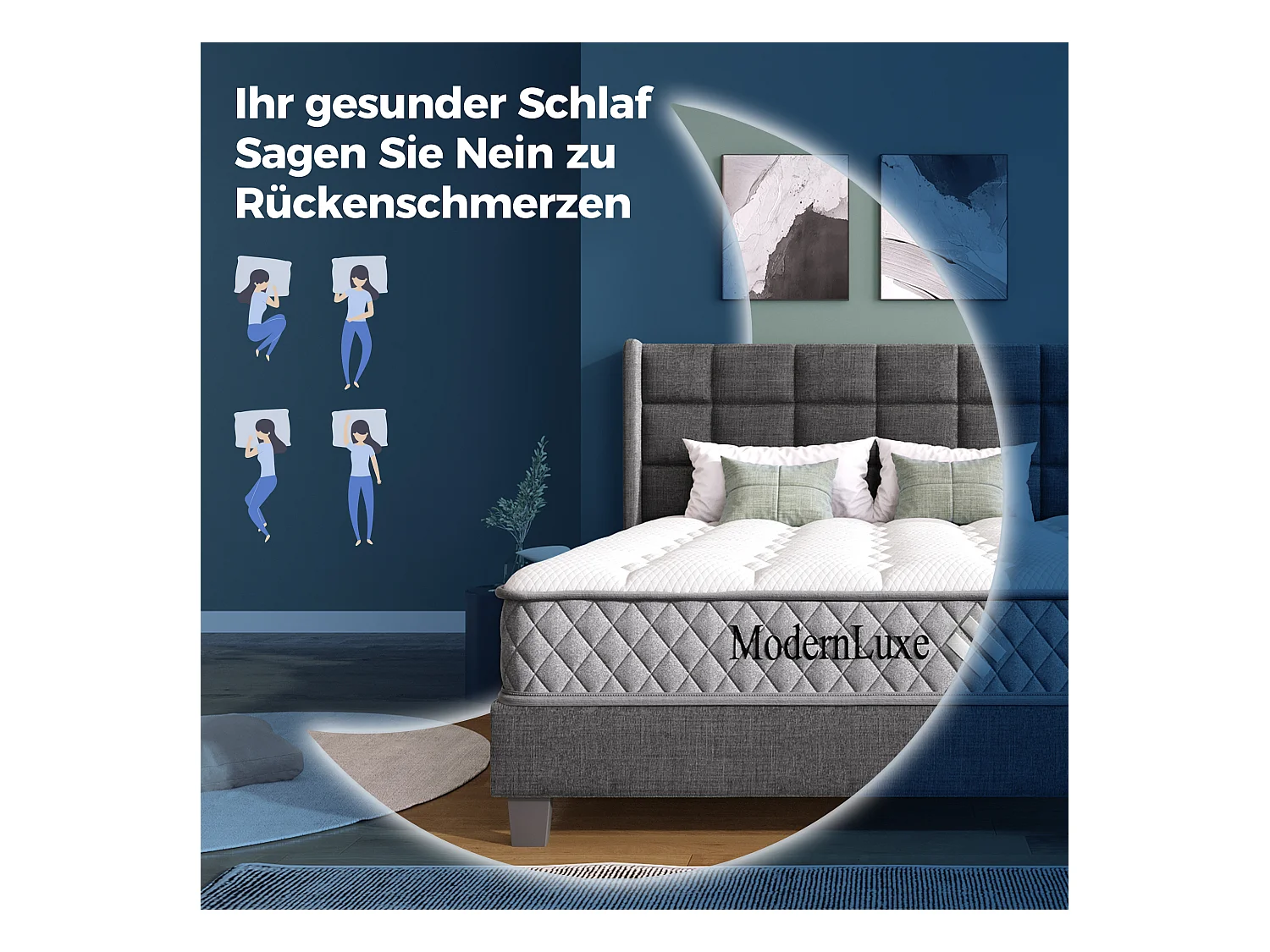 Matelas orthopédique 140x200 cm avec ressorts ensachés à 7 zones, H3, mousse froide, certifié OEKO-TEX® (200x140x20 cm)