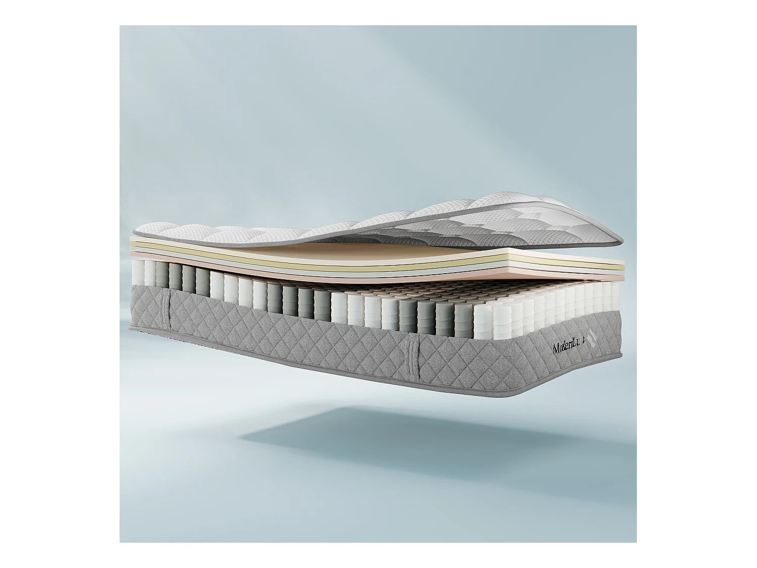 Matelas orthopédique 140x200 cm avec ressorts ensachés à 7 zones, H3, mousse froide, certifié OEKO-TEX® (200x140x20 cm)