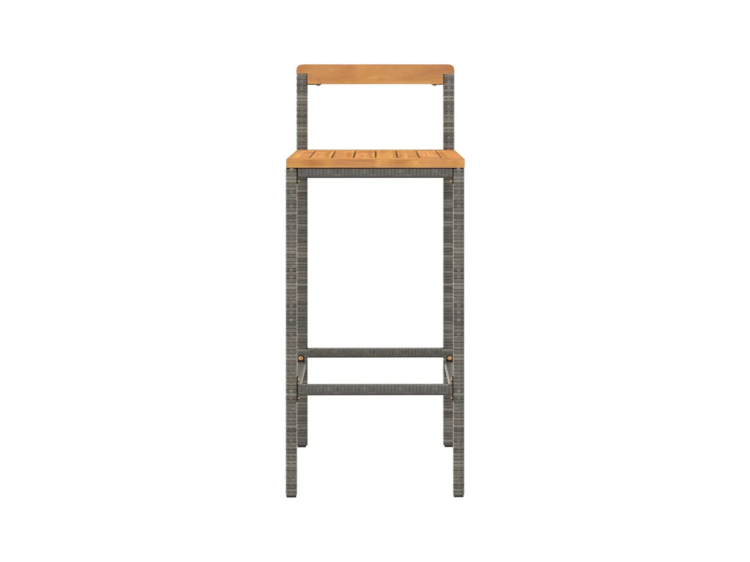 Set di 4 sgabelli da bar grigi in resina intrecciata e legno di acacia