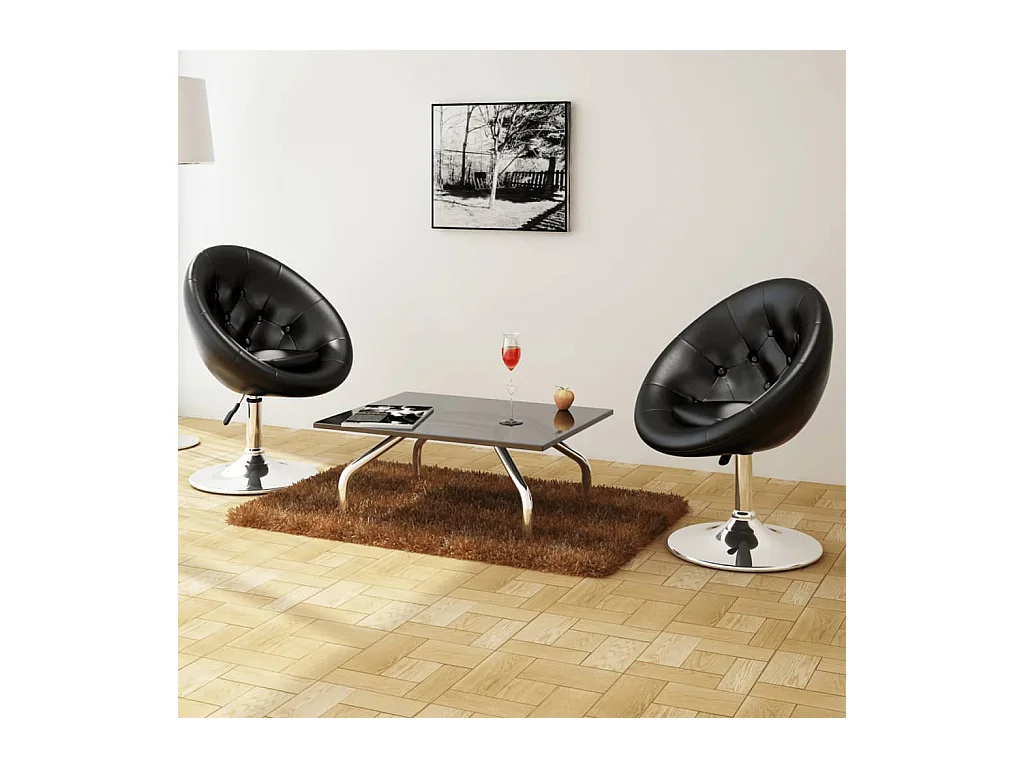 Set di 2 sgabelli da bar in similpelle nera