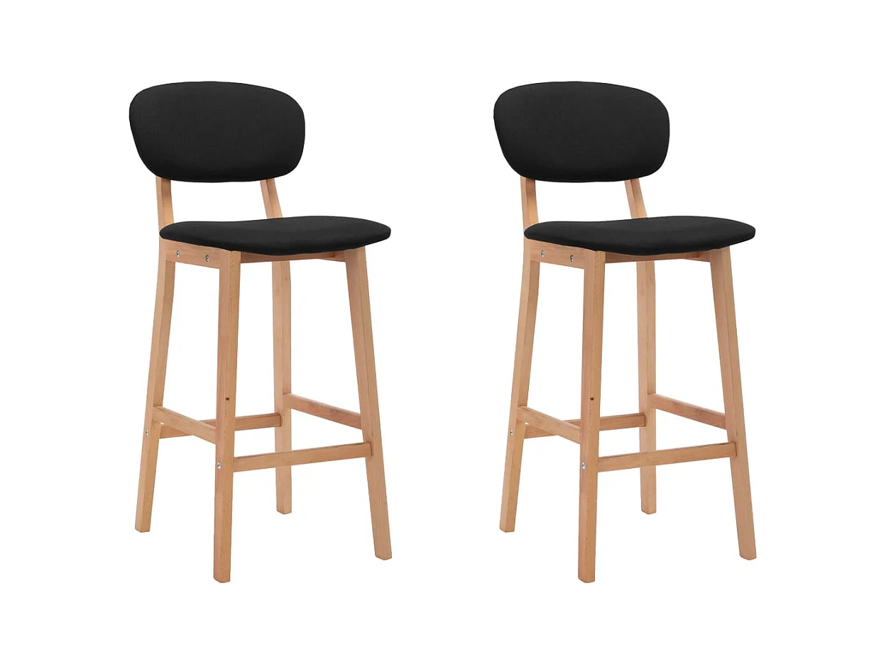 Tabourets de bar lot de 2 noir tissu