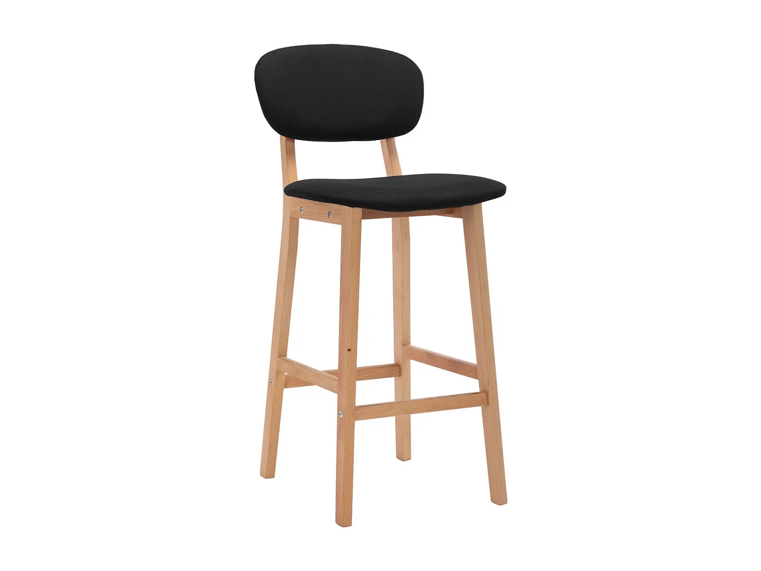 Tabourets de bar lot de 2 noir tissu