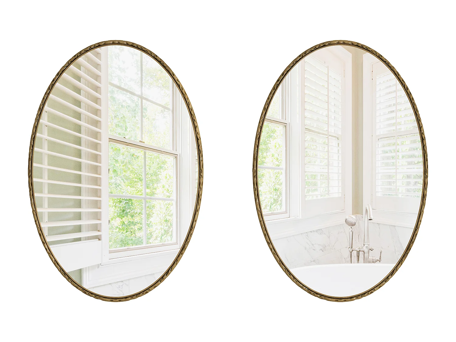 Ovale spiegel met ijzeren frame, antiek effect, wanddecoratie, glas en MDF, goud (65x3x100 cm)