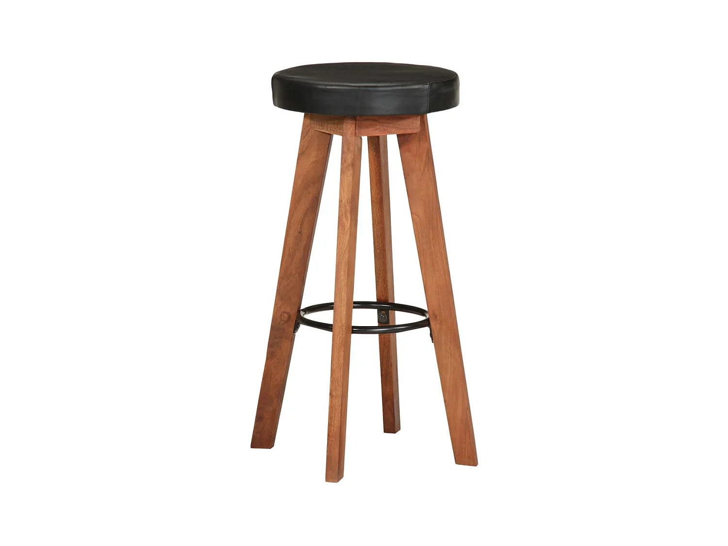 Sgabelli da bar 2 pezzi in vera pelle e legno massello di acacia