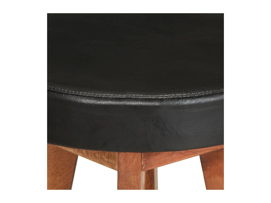 Sgabelli da bar 2 pezzi in vera pelle e legno massello di acacia