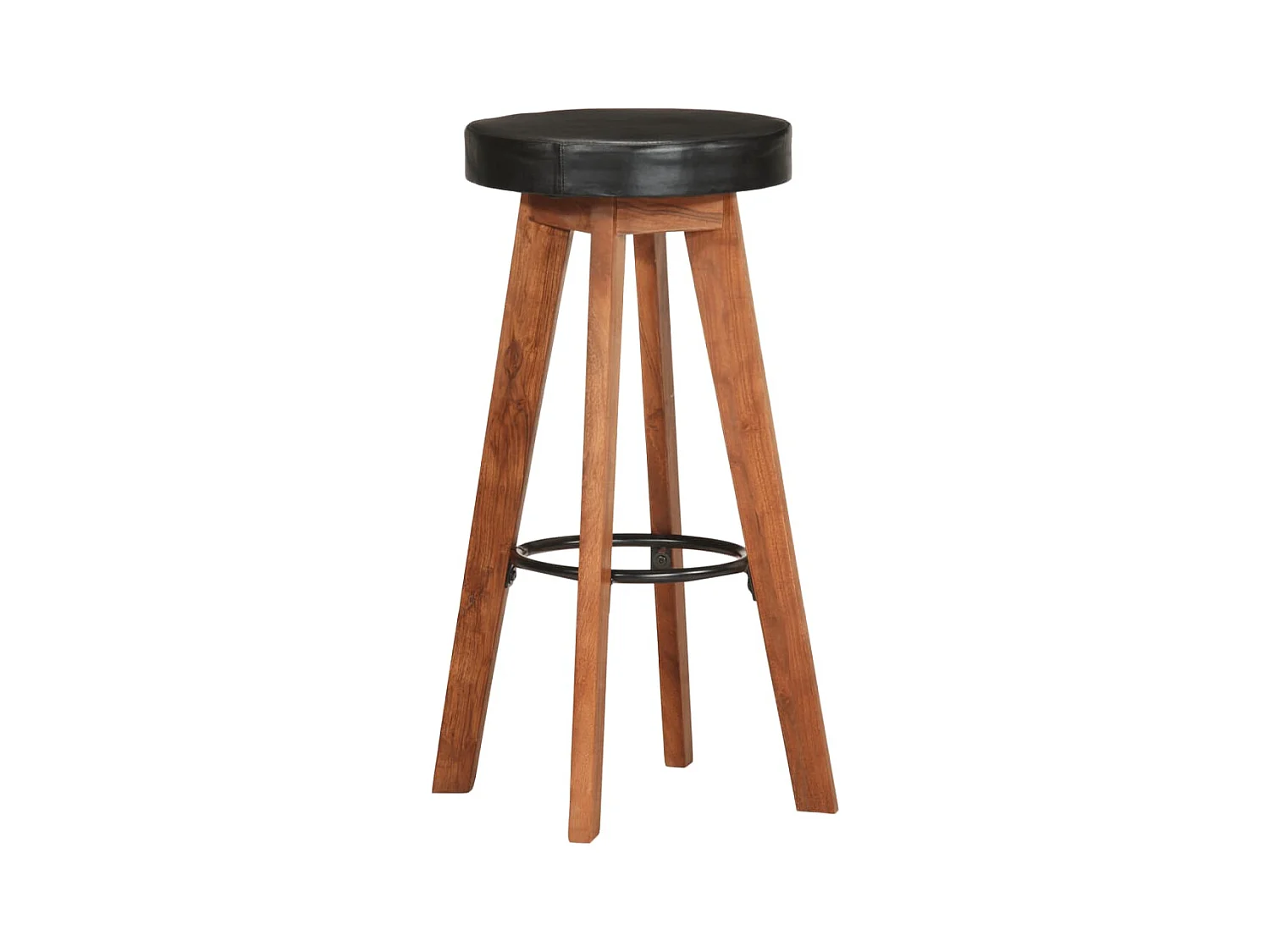 Sgabelli da bar 2 pezzi in vera pelle e legno massello di acacia