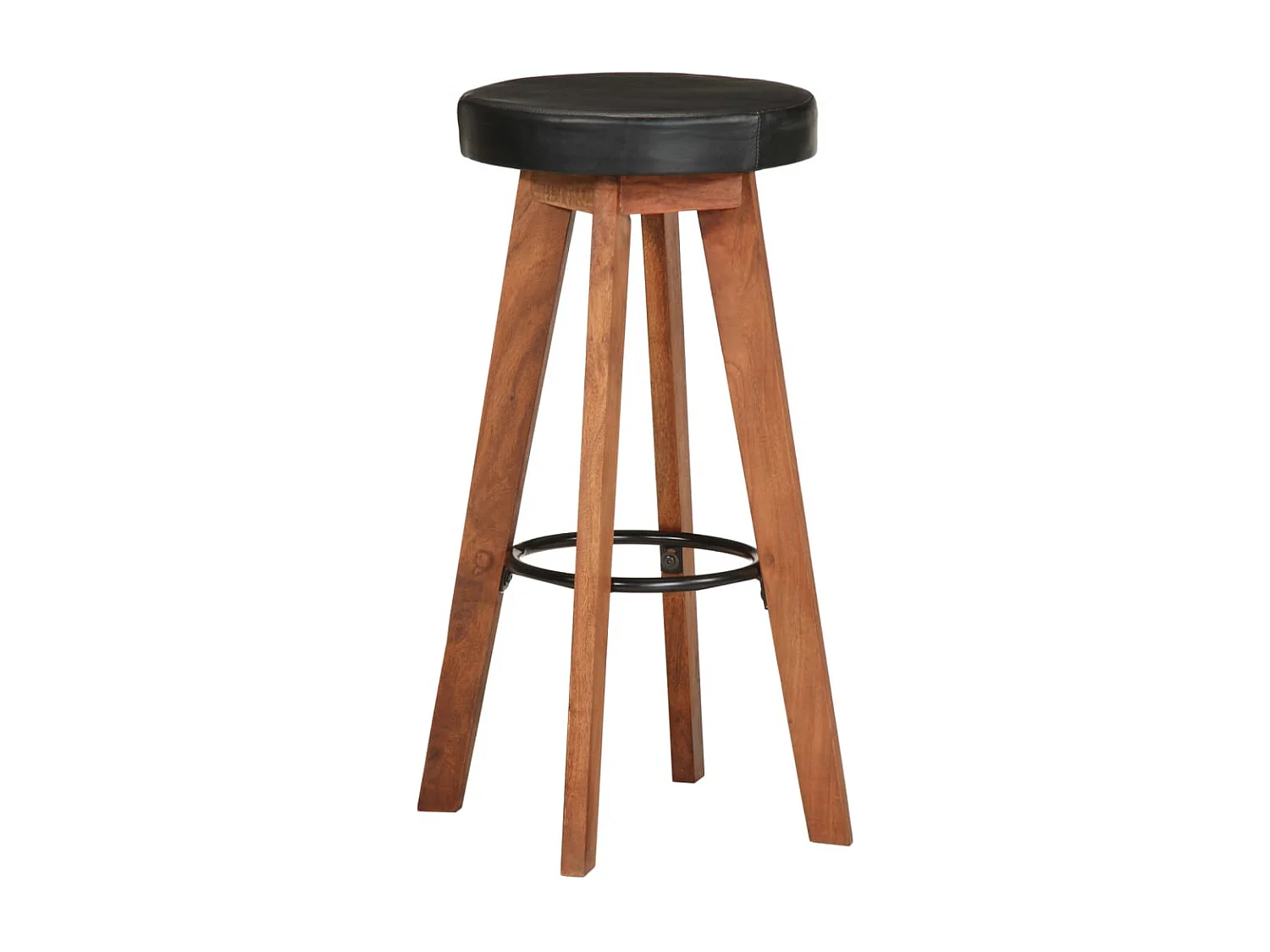 Tabourets de bar 2 pcs Cuir véritable et bois d'acacia solide