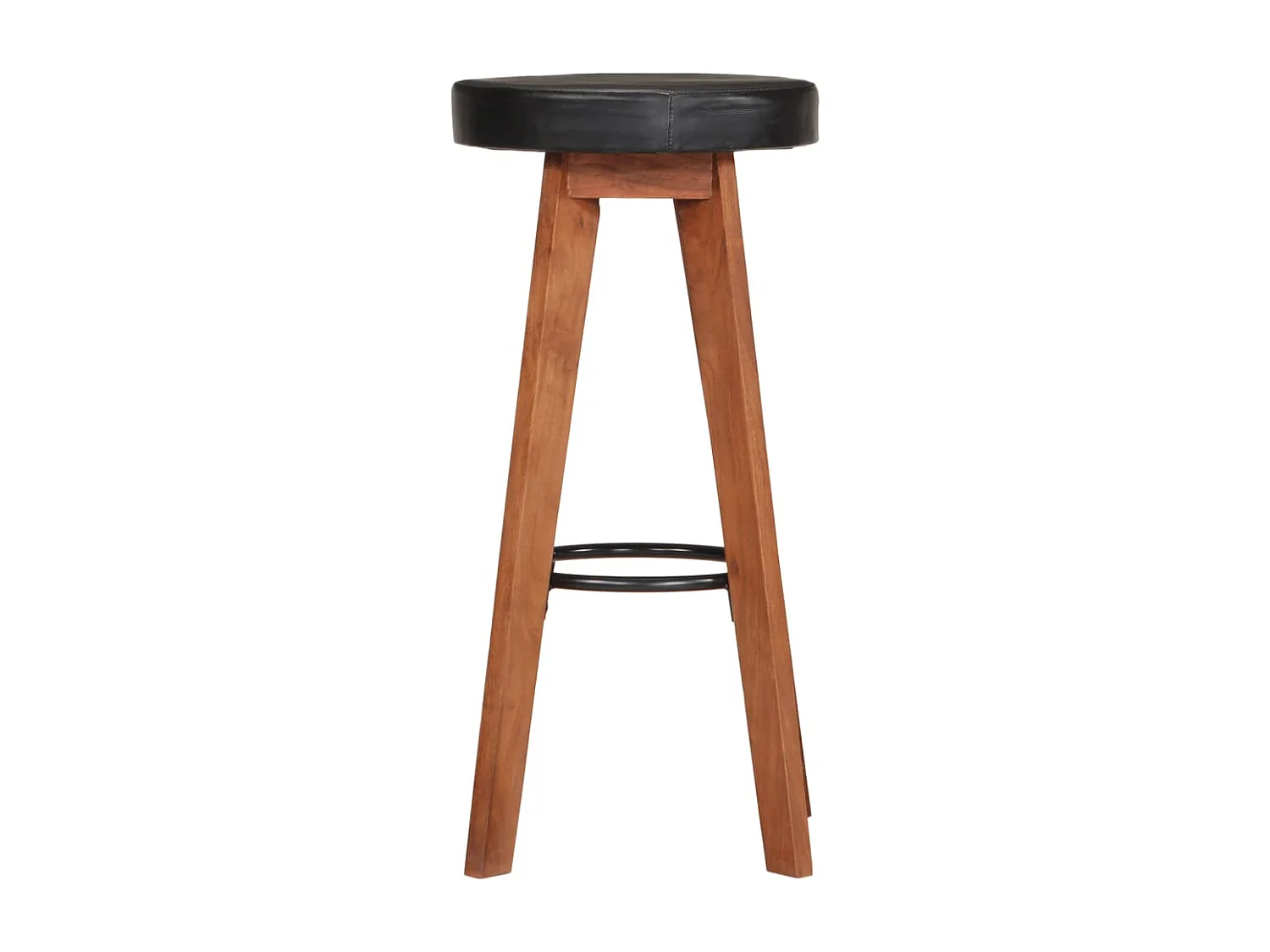 Tabourets de bar 2 pcs Cuir véritable et bois d'acacia solide