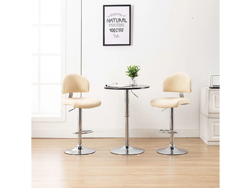 Set di 2 sgabelli da bar in similpelle color crema